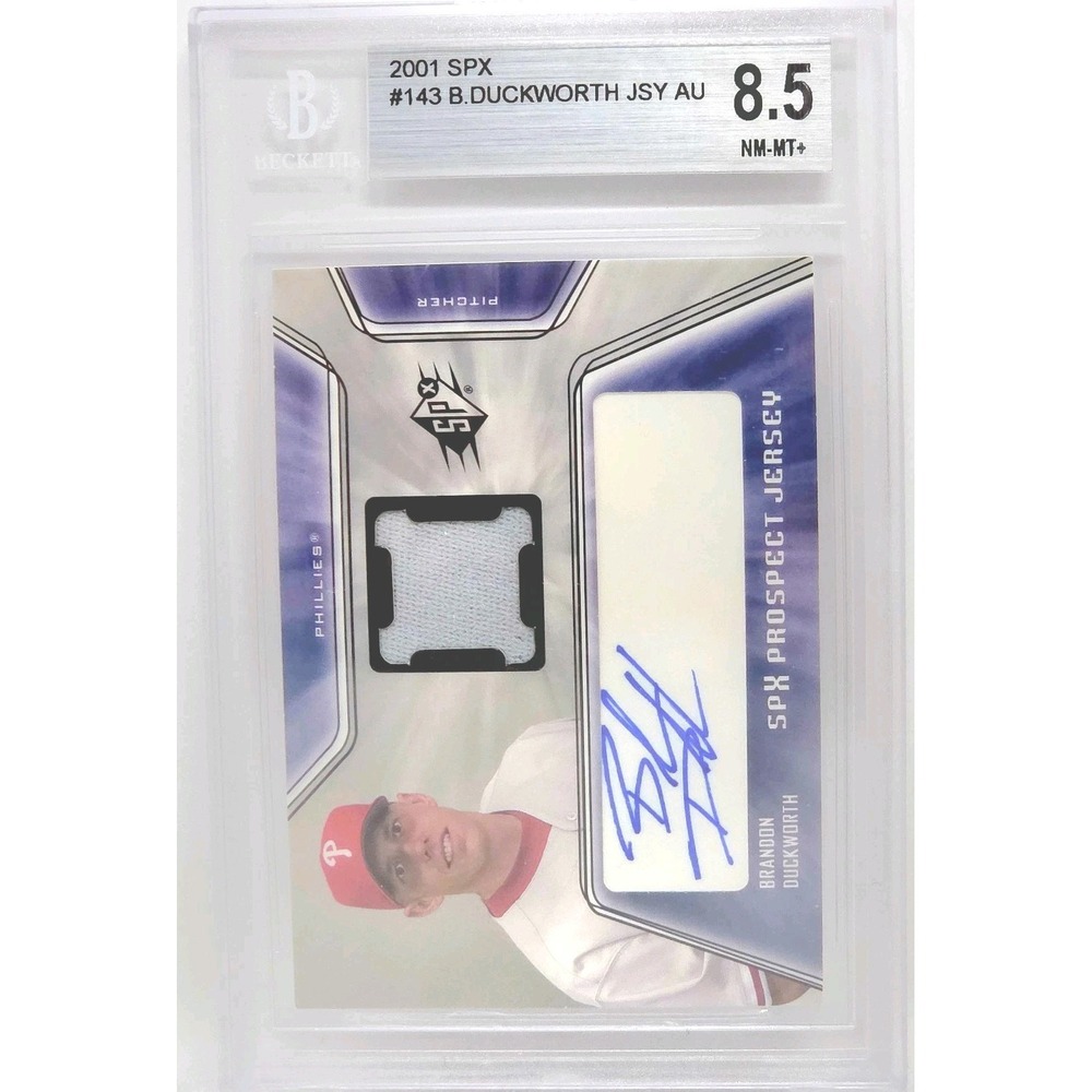 2001 SPx  Prospect Jersey Autograph Brandon Duckworth #143 (AU, MEM, RC) BGS 8.5